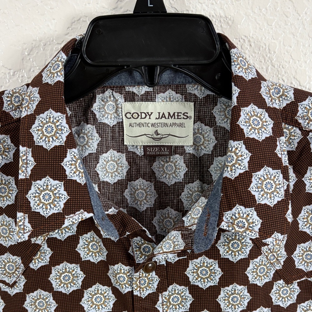 CODY JAMES Authentic Western Apparel Size XL,Men's Brown Patterned Shirt - Picture 3 of 16